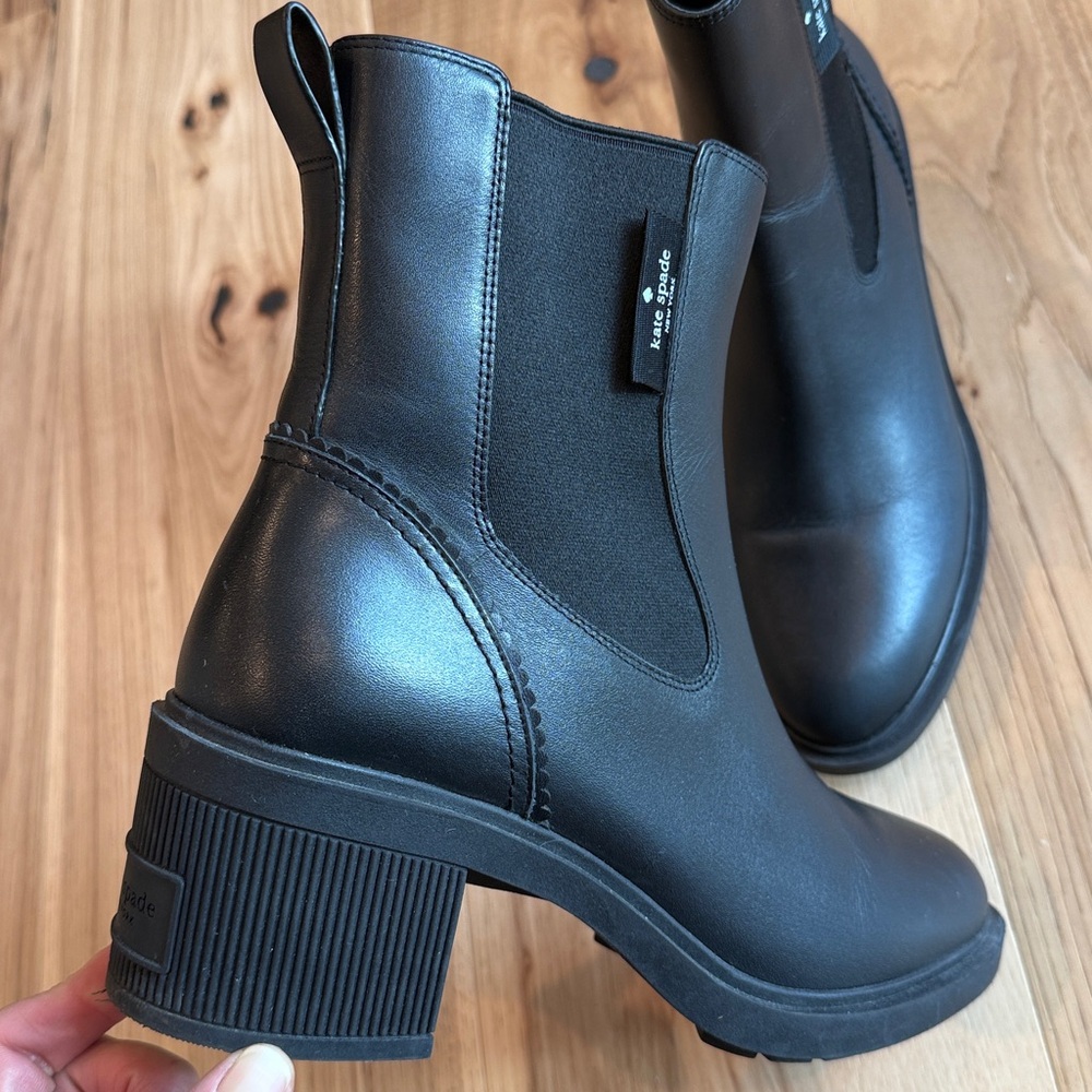 Kate Spade DREW HEELED CHELSEA BOOTIE Boot Black Leather Size 10